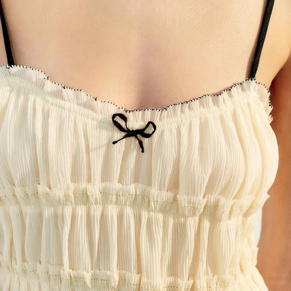 ZARA LITTLE BOW BLACK TEXTURED DRESS - Picture 10 of 16